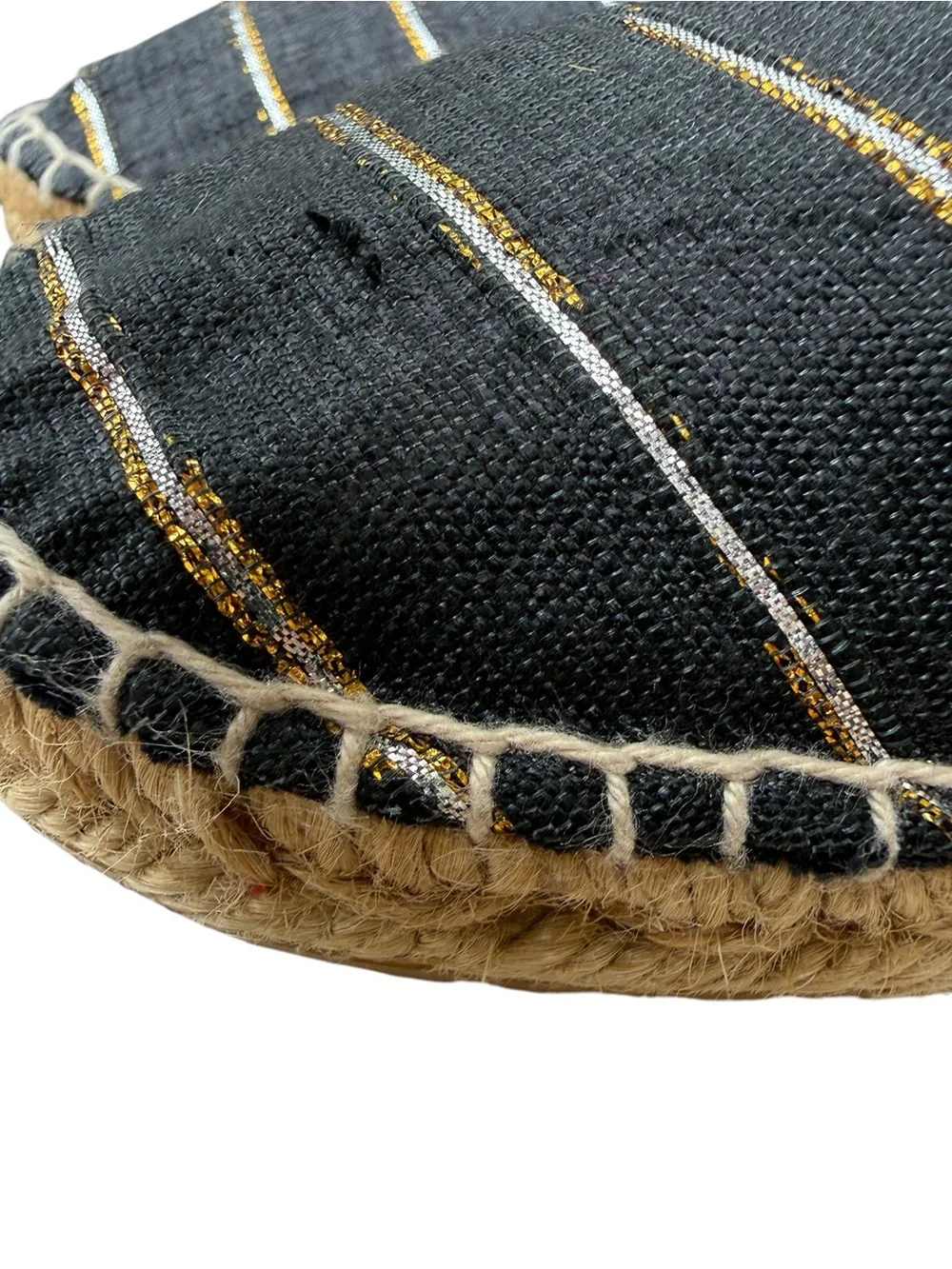 Toni Pons Black Gold Stripe Slingback Espadrilles EU Size 40 US 9 Euro Summer